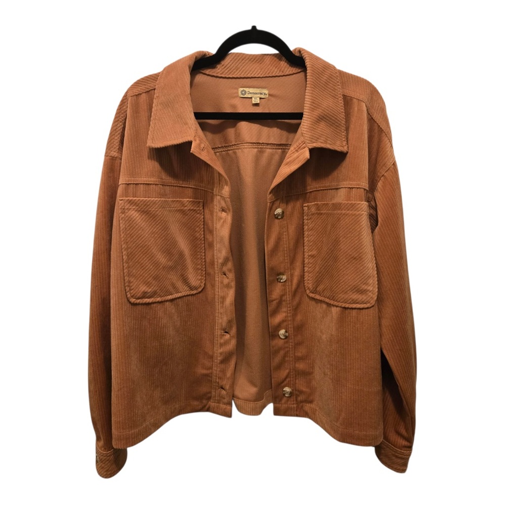 Democracy Corduroy Shacket XL Oversized Rust Button Up Jacket Cottagecore Preppy